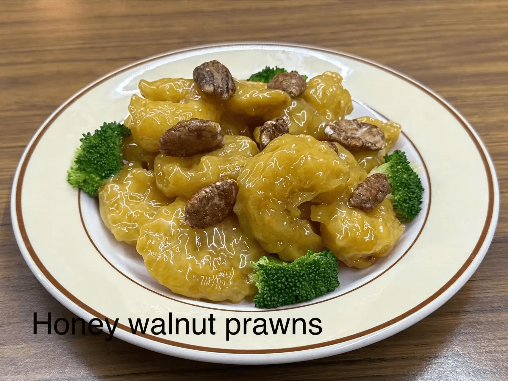 Crispy prawns coated in honey sauce with walnuts at The Top Restaurant And Lounge, a Chinese Restaurant in Clinton